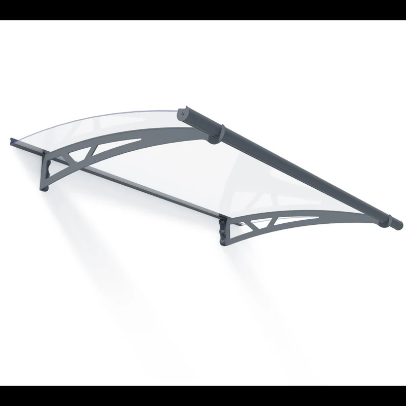 Auvent de porte Altair 150,5 x 91,5 cm – acrylique 4 mm, aluminium, anti UV, gris anthracite