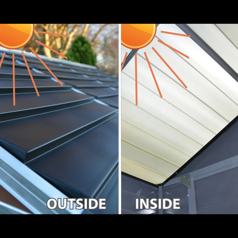 Abri de jardin Skylight 1,7 m² gris 185 x 90 cm – polycarbonate aluminium, sans entretien, anti UV
