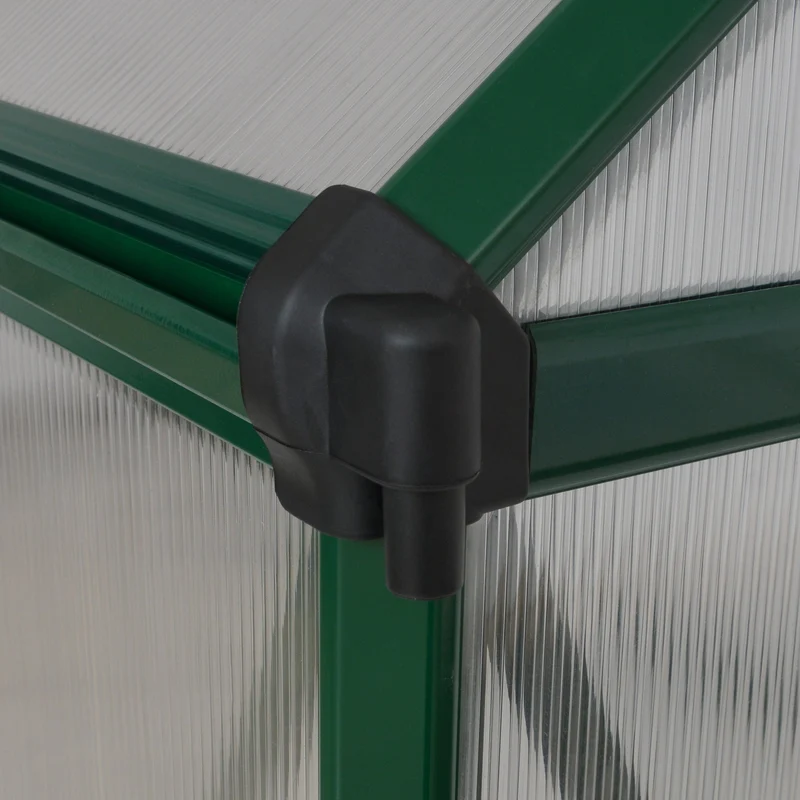 Serre de jardin Mythos verte 5,7 m² – polycarbonate double paroi 4 mm, aluminium, base acier, ventilation, montage facile