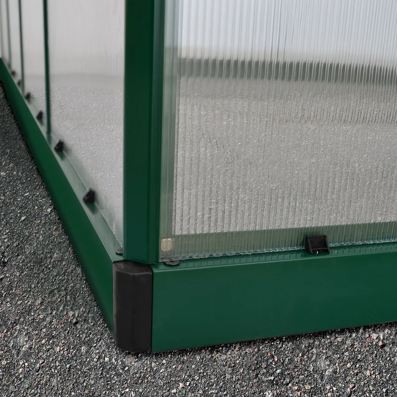 Serre de jardin Mythos verte 5,7 m² – polycarbonate double paroi 4 mm, aluminium, base acier, ventilation, montage facile