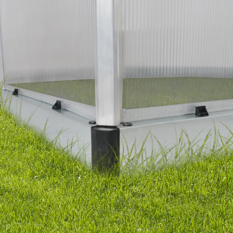 Serre de jardin Mythos 2,3 m² – argent – polycarbonate double paroi, aluminium, base acier, montage facile
