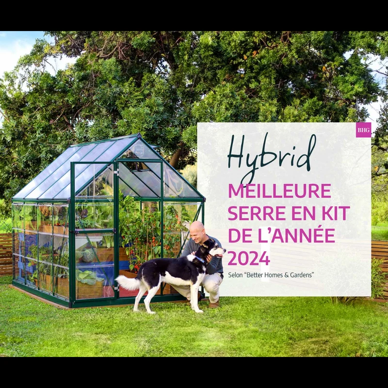 Serre de jardin Hybrid 4,6 m² – vert - polycarbonate double paroi, aluminium, base acier, ventilation, montage facile