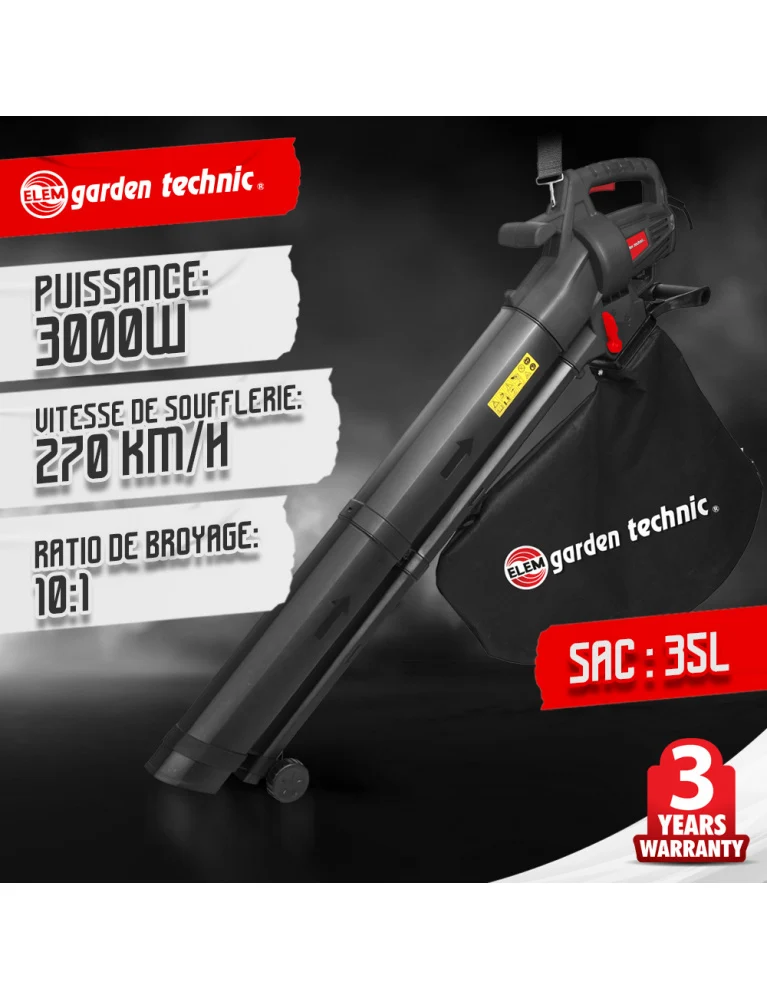 Aspirateur-souffleur-broyeur 3000W - 270 km/h