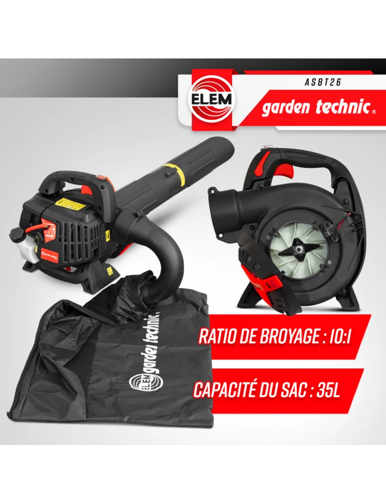 Aspirateur-souffleur-broyeur thermique 25.4 cc - 245 km/h