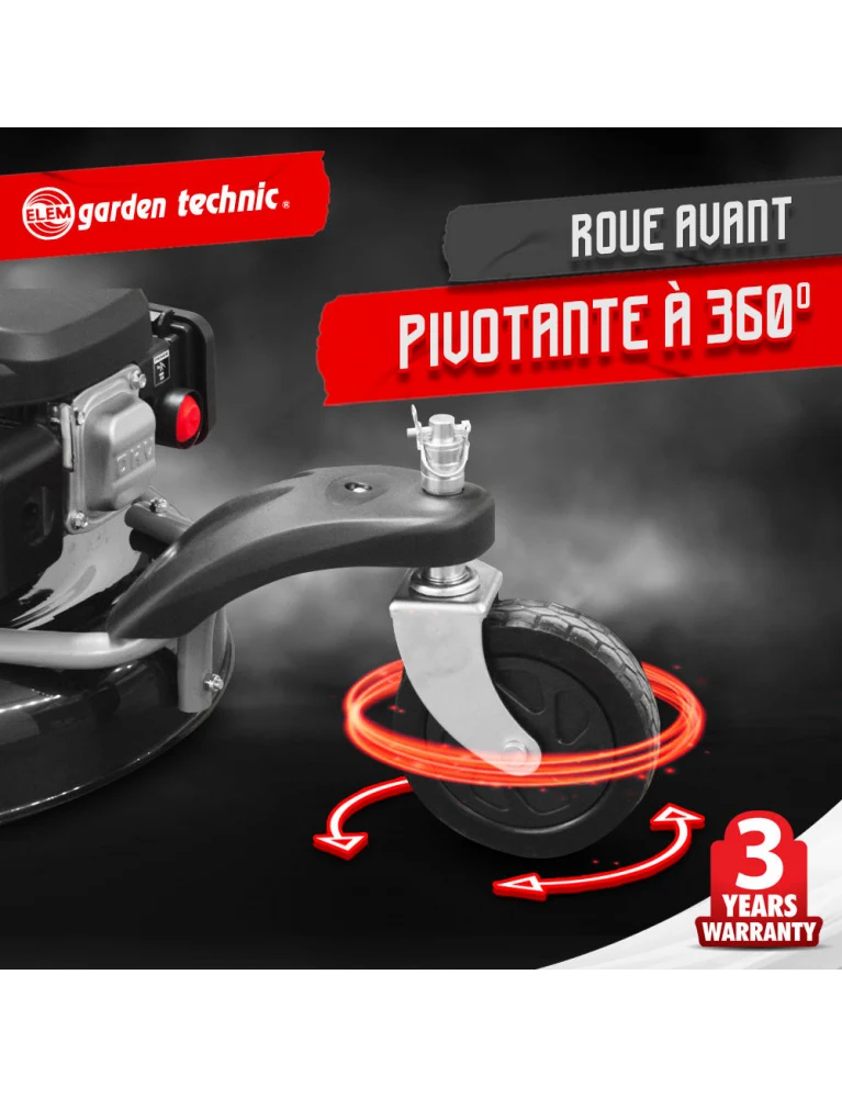 Tondeuse thermique autotractée 3 roues 196cc - 55cm - 6 positions- éjection latérale et mulching