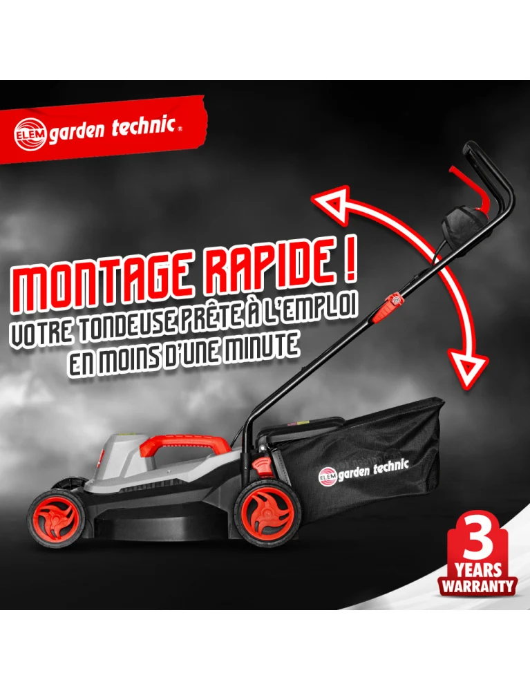 Tondeuse électrique 1800W - 40 cm - 5 positions- bac de 40 L