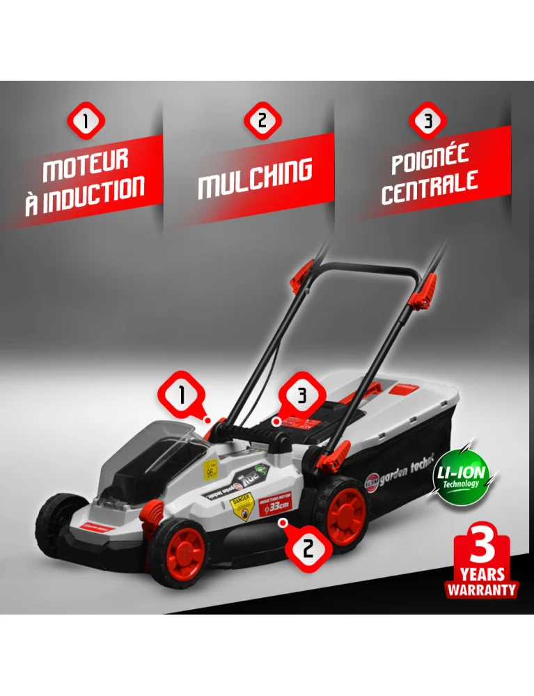 Kit 3 en 1 tondeuse / coupe-bordures / souffleur - livré avec 2 batteries + chargeur rapide