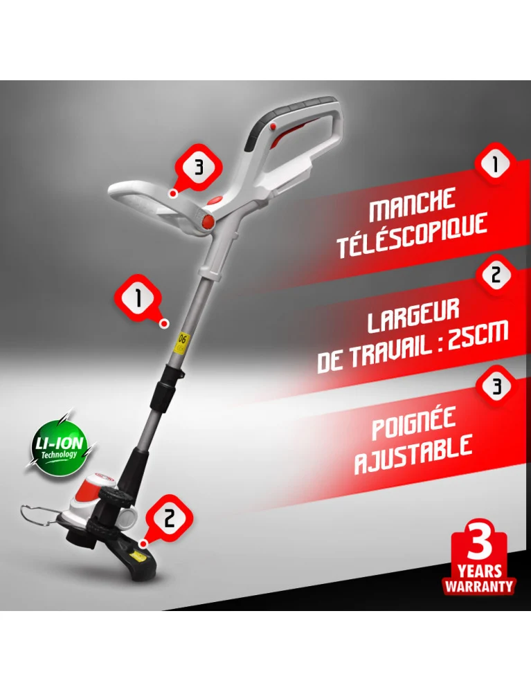 Kit 3 en 1 tondeuse / coupe-bordures / souffleur - livré avec 2 batteries + chargeur rapide
