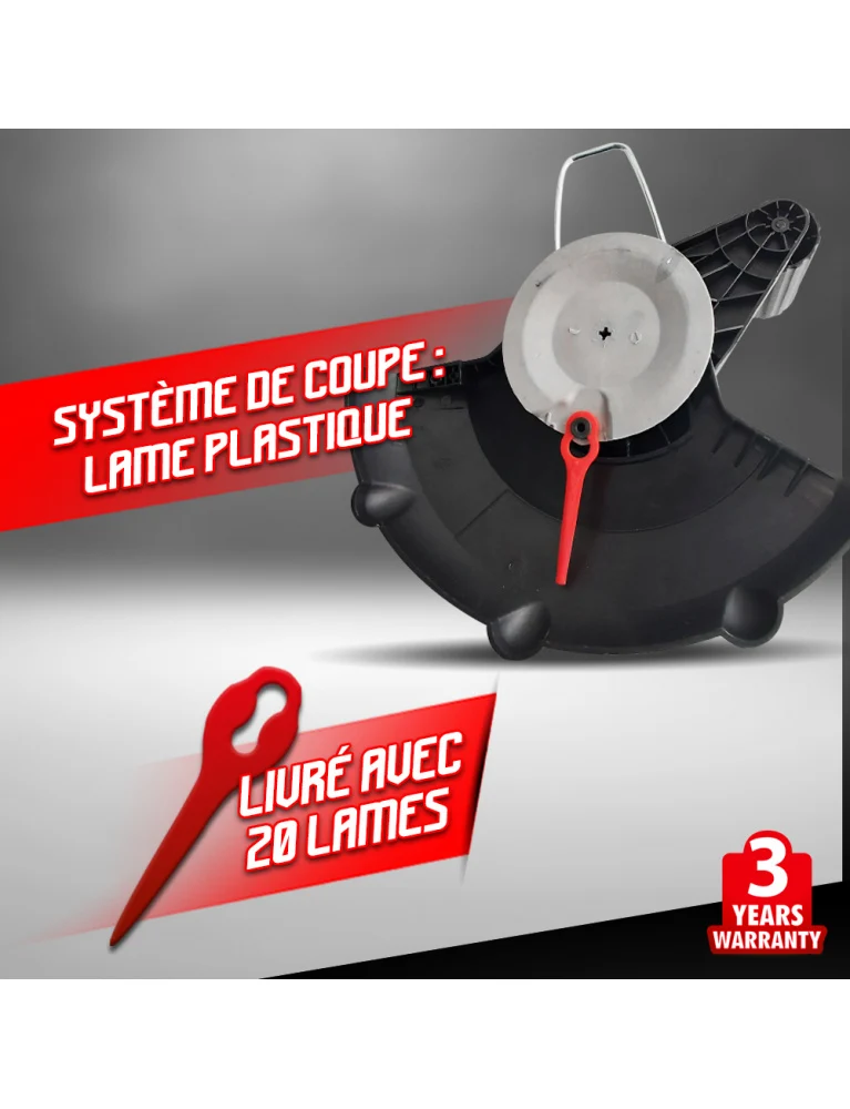Coupe-bordure sur batterie 20V - 25 cm - manche téléscopique - avec batterie et chargeur