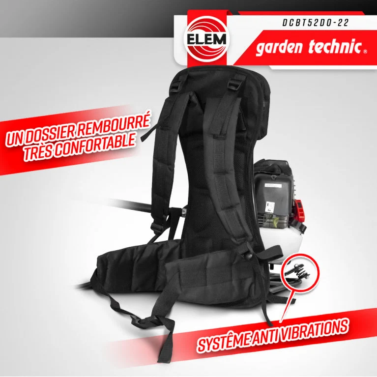 Débroussailleuse thermique dorsale 52 CM³ - 1 lame + 1 tête double-fil