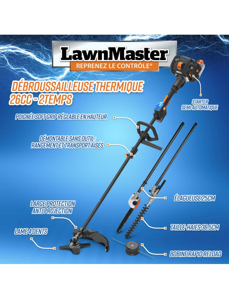 Multifonctions thermique 4 en 1 26 cm³ - démarrage électrique
