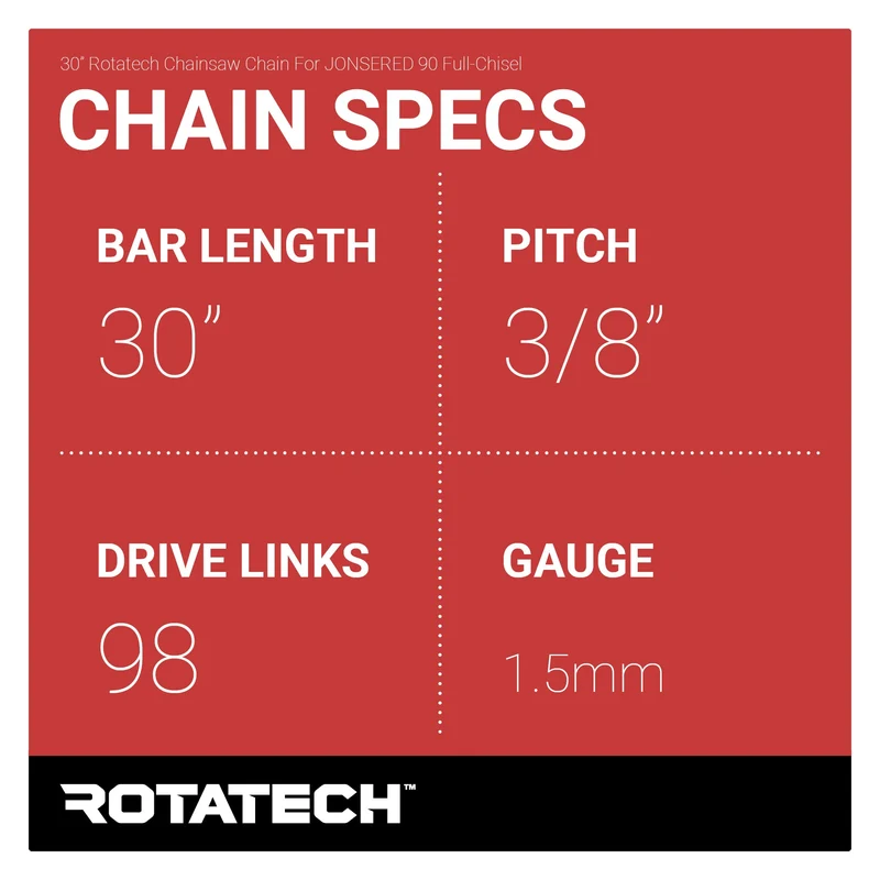 30" Rotatech Chainsaw Chain For JONSERED 90 Full-Chisel