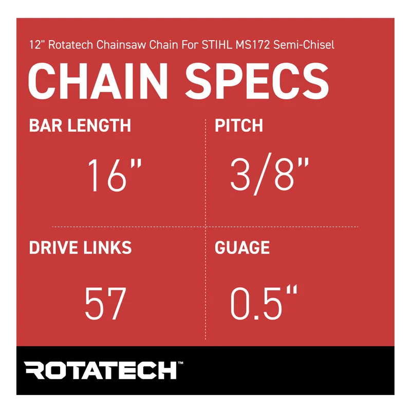 16" Rotatech 57 Link Chainsaw Chain For MAKITA UC4041A/2 Full Chisel