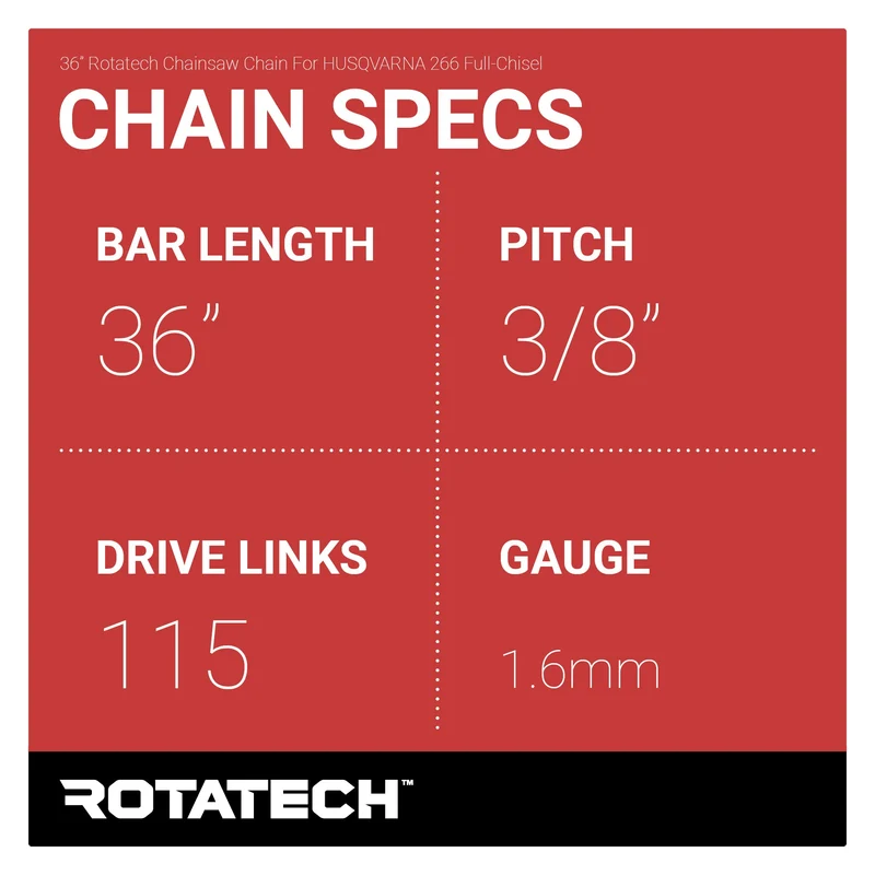 36" Rotatech Chainsaw Chain For HUSQVARNA 266 Full-Chisel