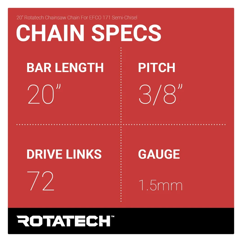 20" Rotatech Chainsaw Chain For EFCO 171 Semi-Chisel