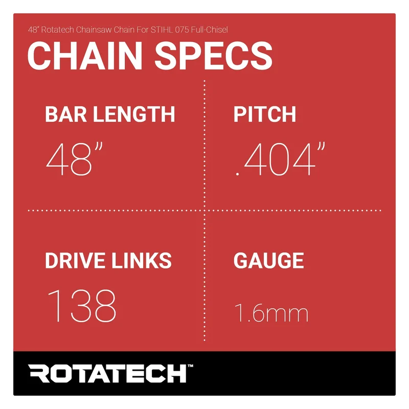 48" Rotatech Chainsaw Chain For STIHL 075 Full-Chisel