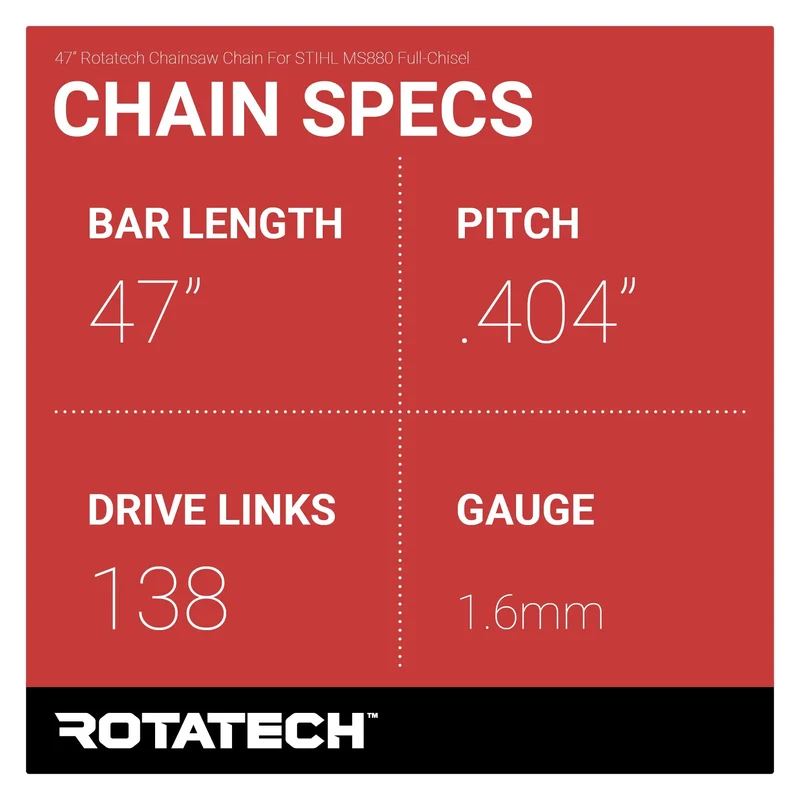 47" Rotatech Chainsaw Chain For STIHL MS880 Full-Chisel