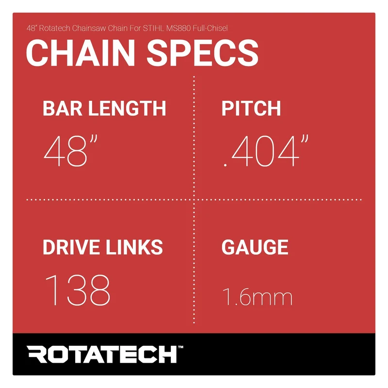 48" Rotatech Chainsaw Chain For STIHL MS880 Full-Chisel