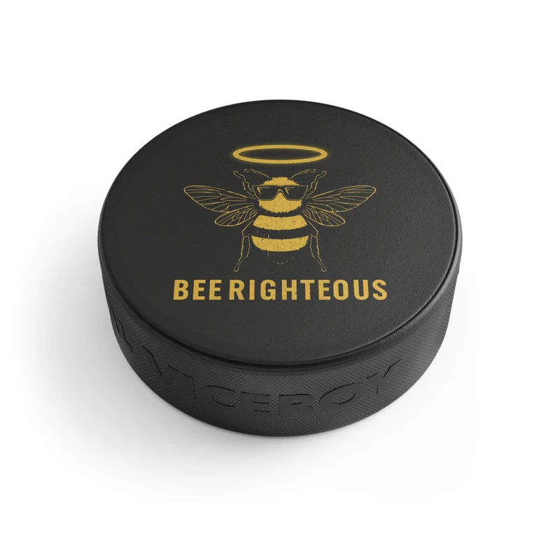 Bee Righteous Hockey Puck - Unique Sports Gift for Hockey Fan Decor