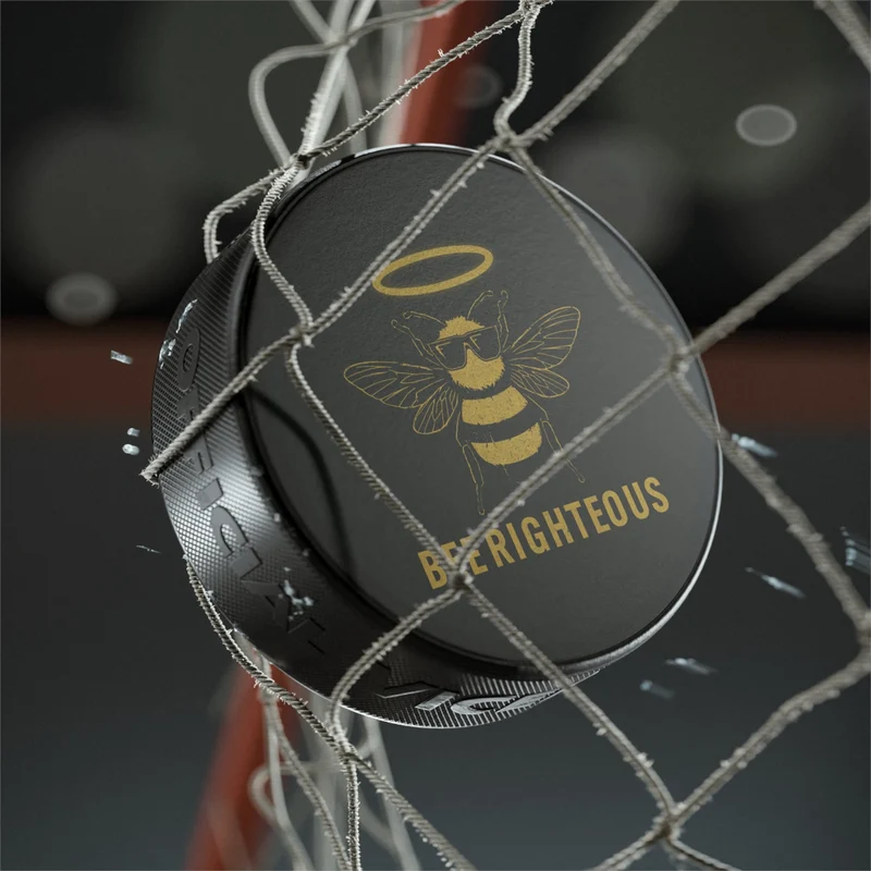 Bee Righteous Hockey Puck - Unique Sports Gift for Hockey Fan Decor