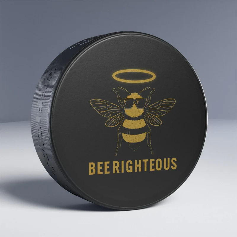 Bee Righteous Hockey Puck - Unique Sports Gift for Hockey Fan Decor