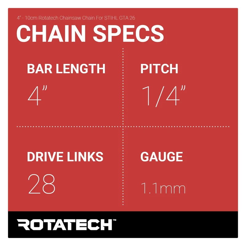 4" Rotatech Chainsaw Chain For STIHL GTA 26 Pruner